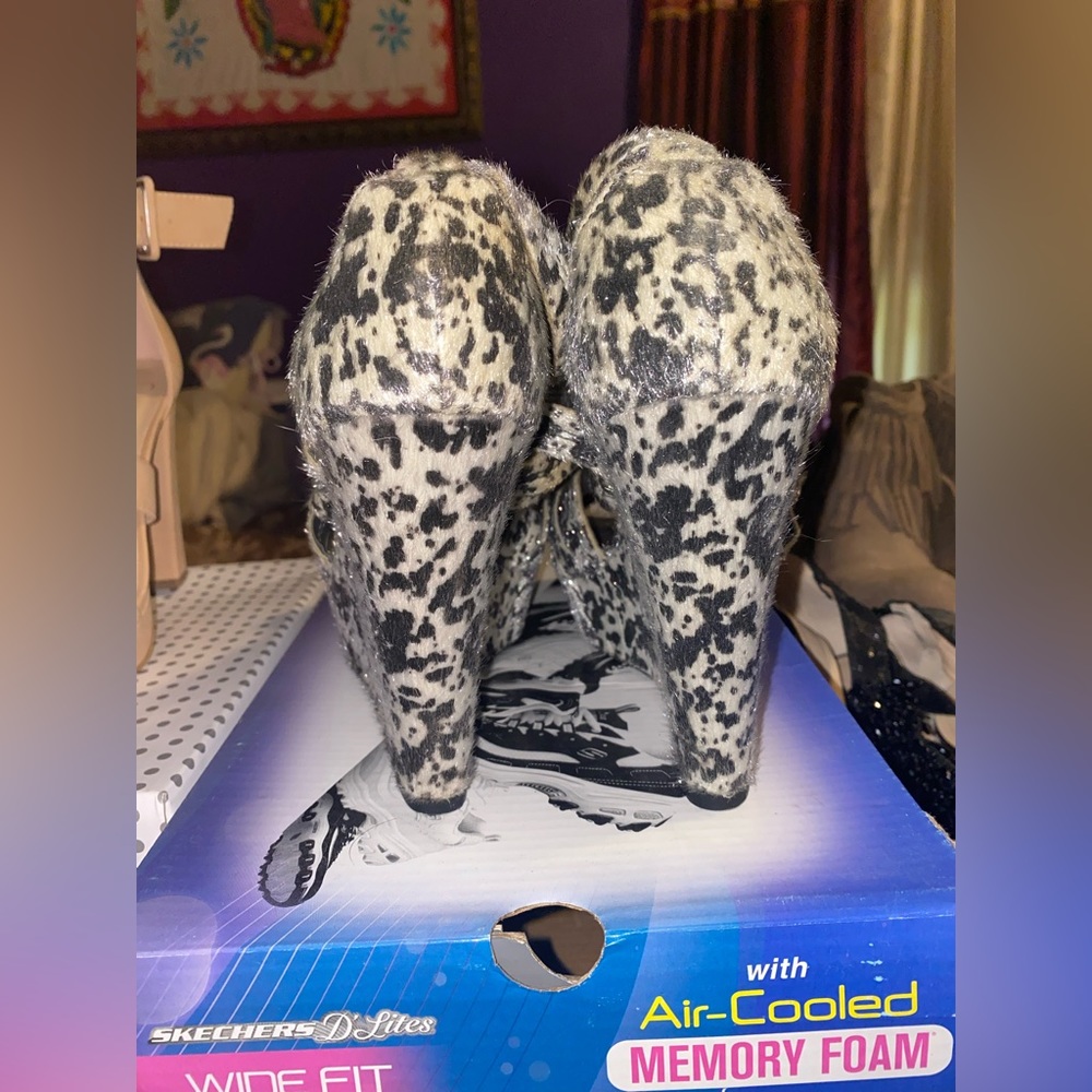 Cow print heels